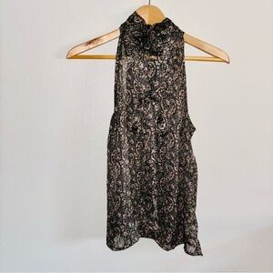 Elan Black Paisley Women's Top